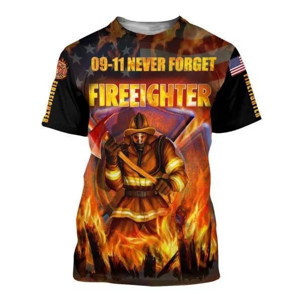 09 11 never forget firefighter 3D hoodie shirt