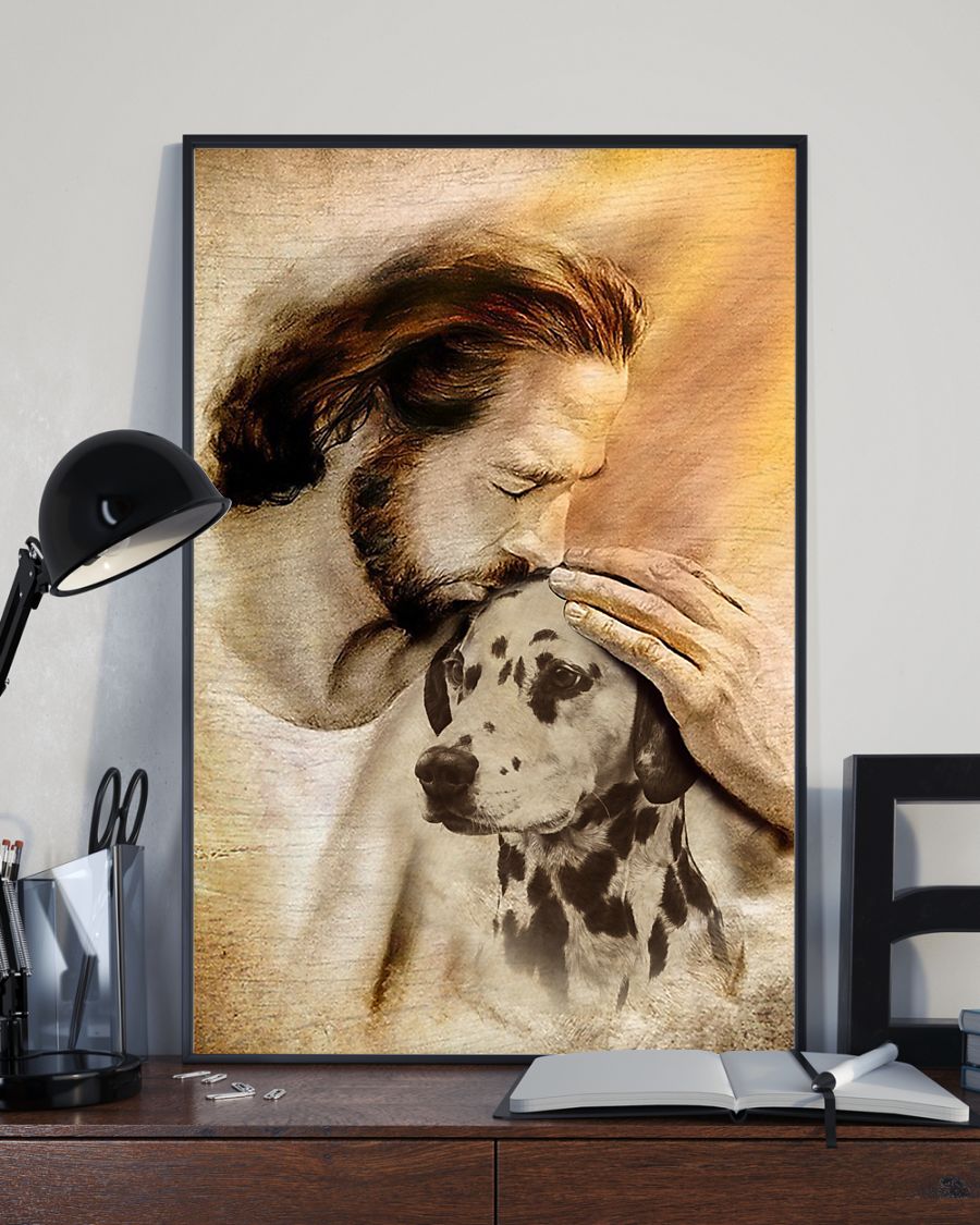 20 Jesus with lovely Dalmatian for Dalmatian lover Vertical Poster 3