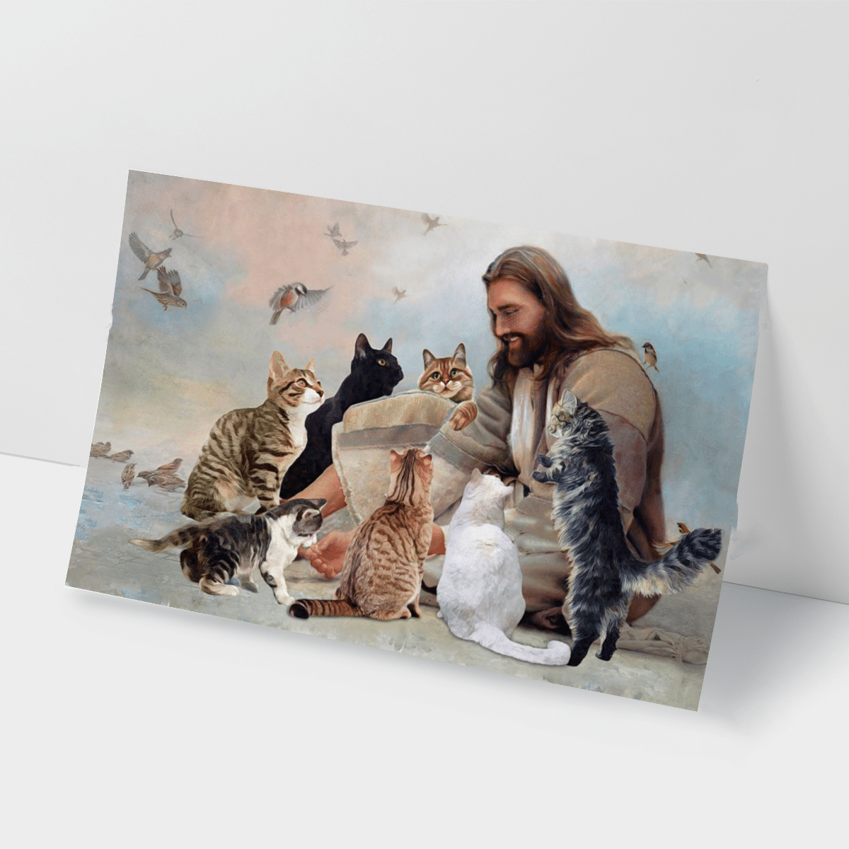 God Surrounded By Cats Angels Poster And Canvas2
