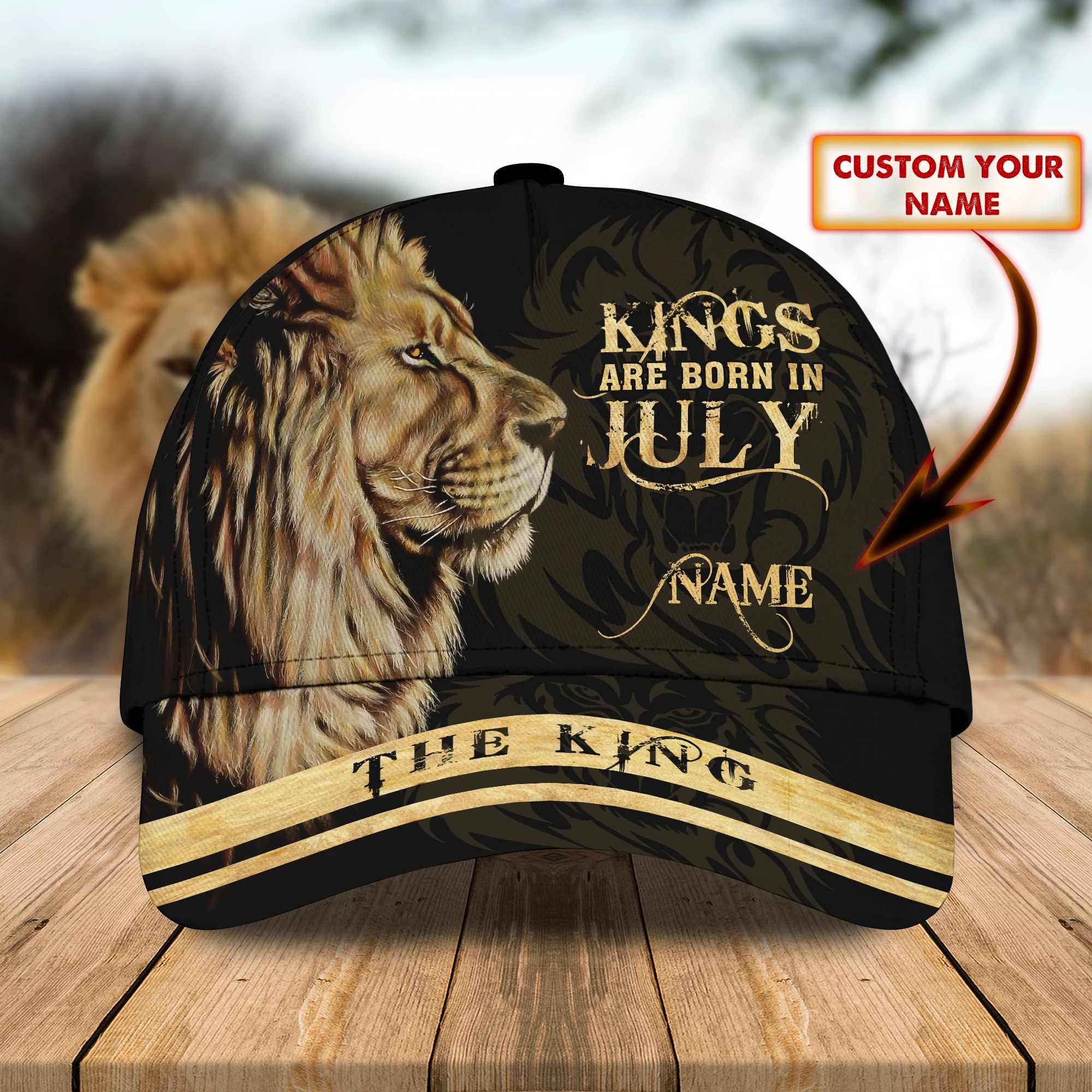 Lion Kings Are Born In July custom personalized name cap