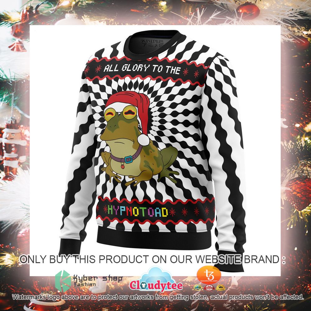 All Glory To The Hypnotoad Frog Ugly Christmas Sweater 13
