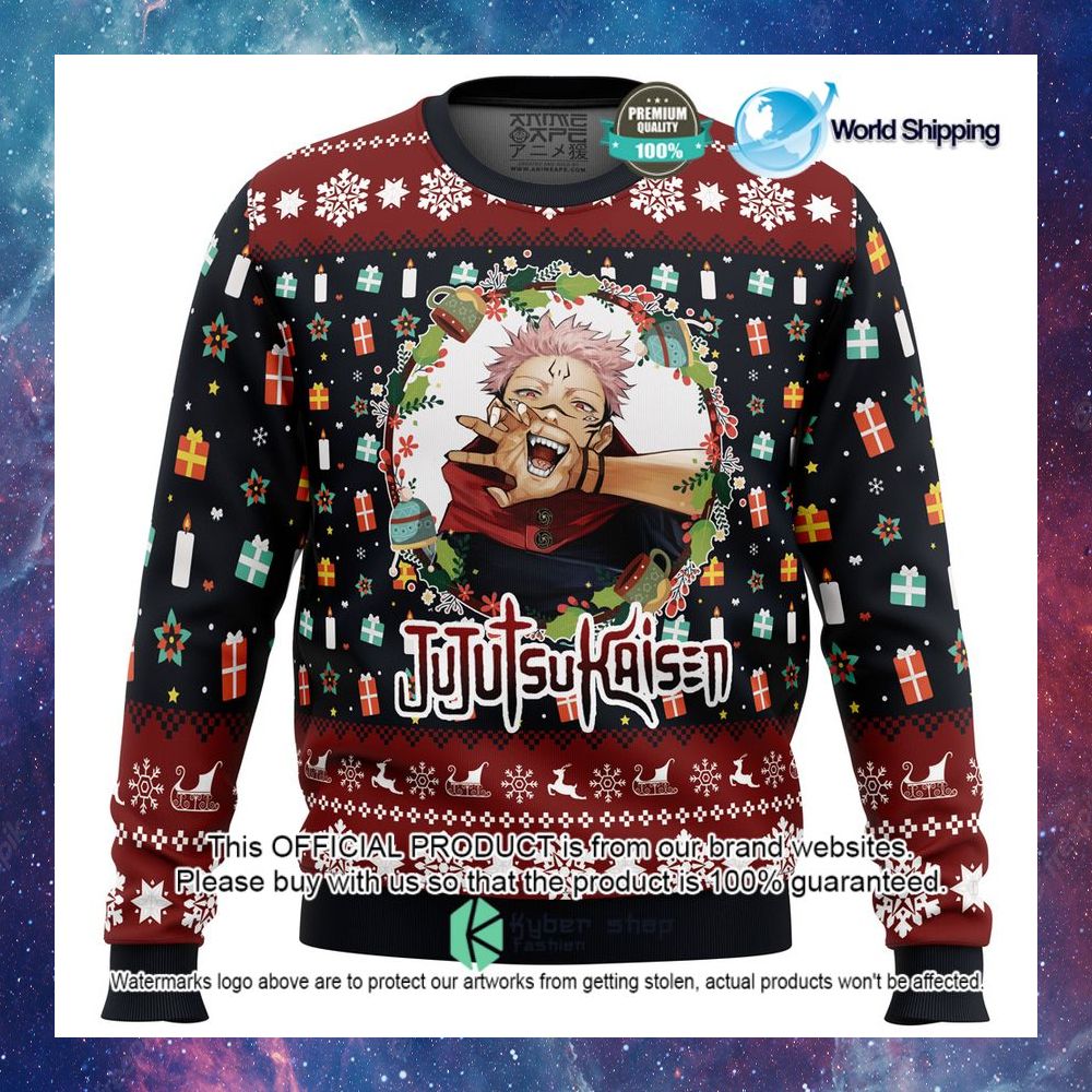 Anime Jujutsu Kaisen Sukuna Christmas Sweater Word1