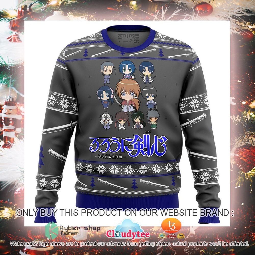 Anime Rurouni Kenshin Chibi Grey Ugly Christmas Sweater 5
