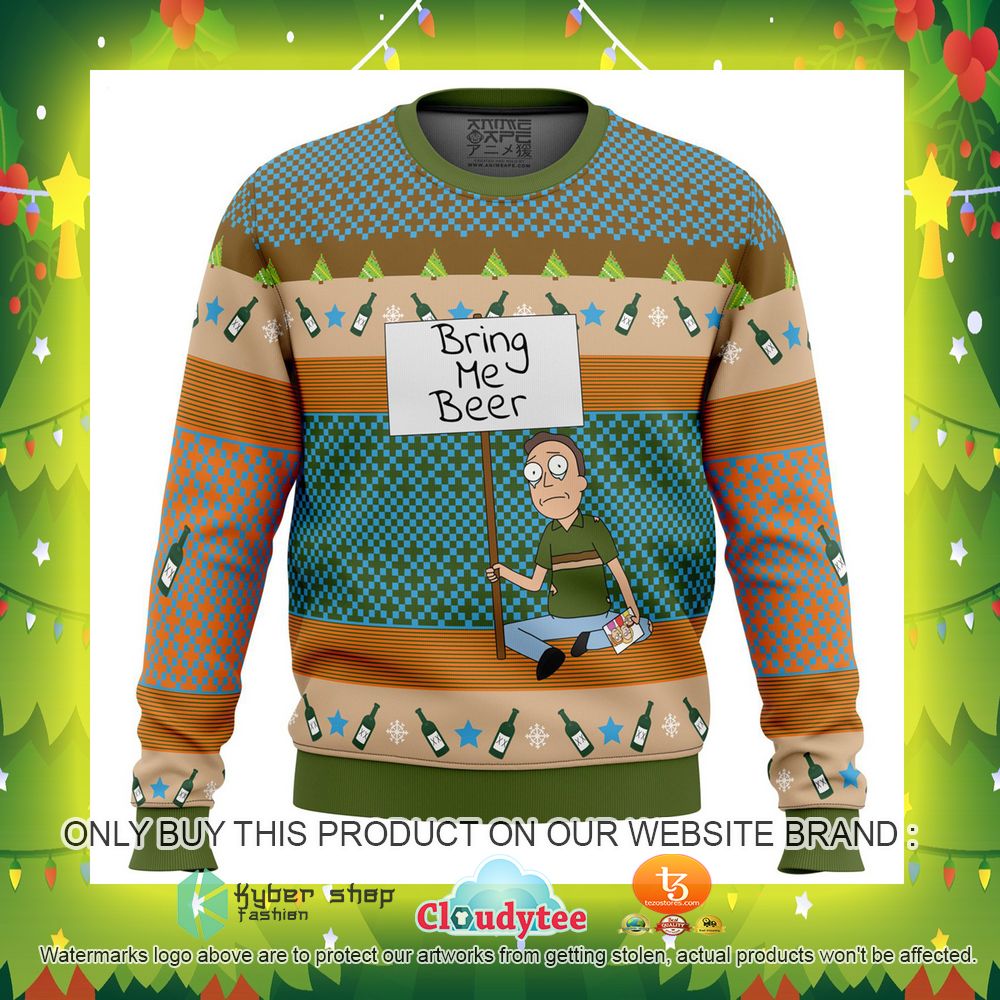Bring Me Beer Rick and Morty Ugly Christmas Sweater 15