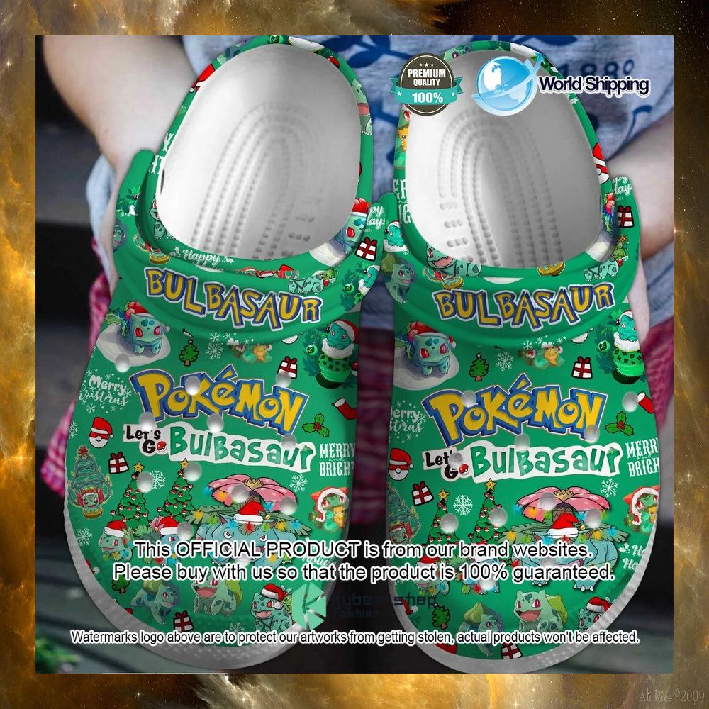 Bulbasaur Family Pokemon Christmas Green Crocs Shoes 12