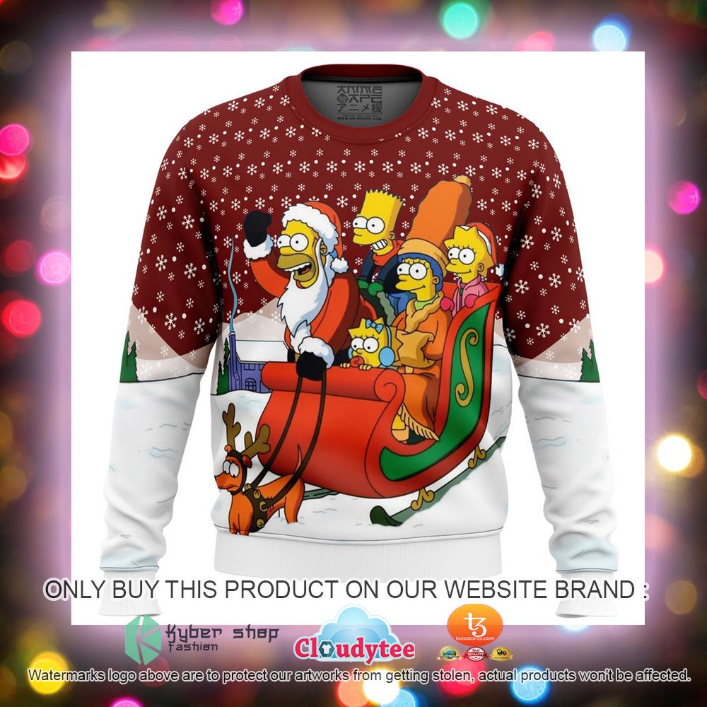 Dashing Through the Snow The Simpsons Ugly Christmas Sweater 1