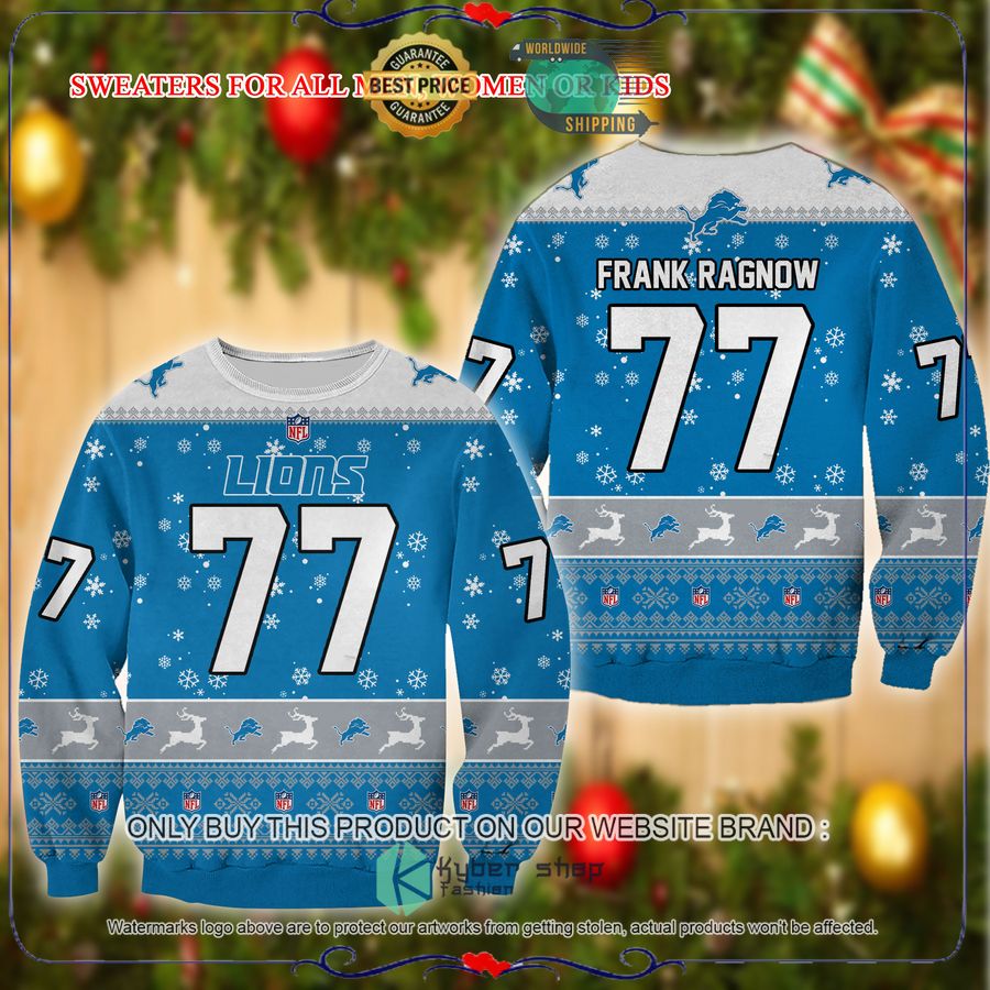 calorie bush Compose Frank Ragnow Detroit Lions Christmas Sweater • Kybershop