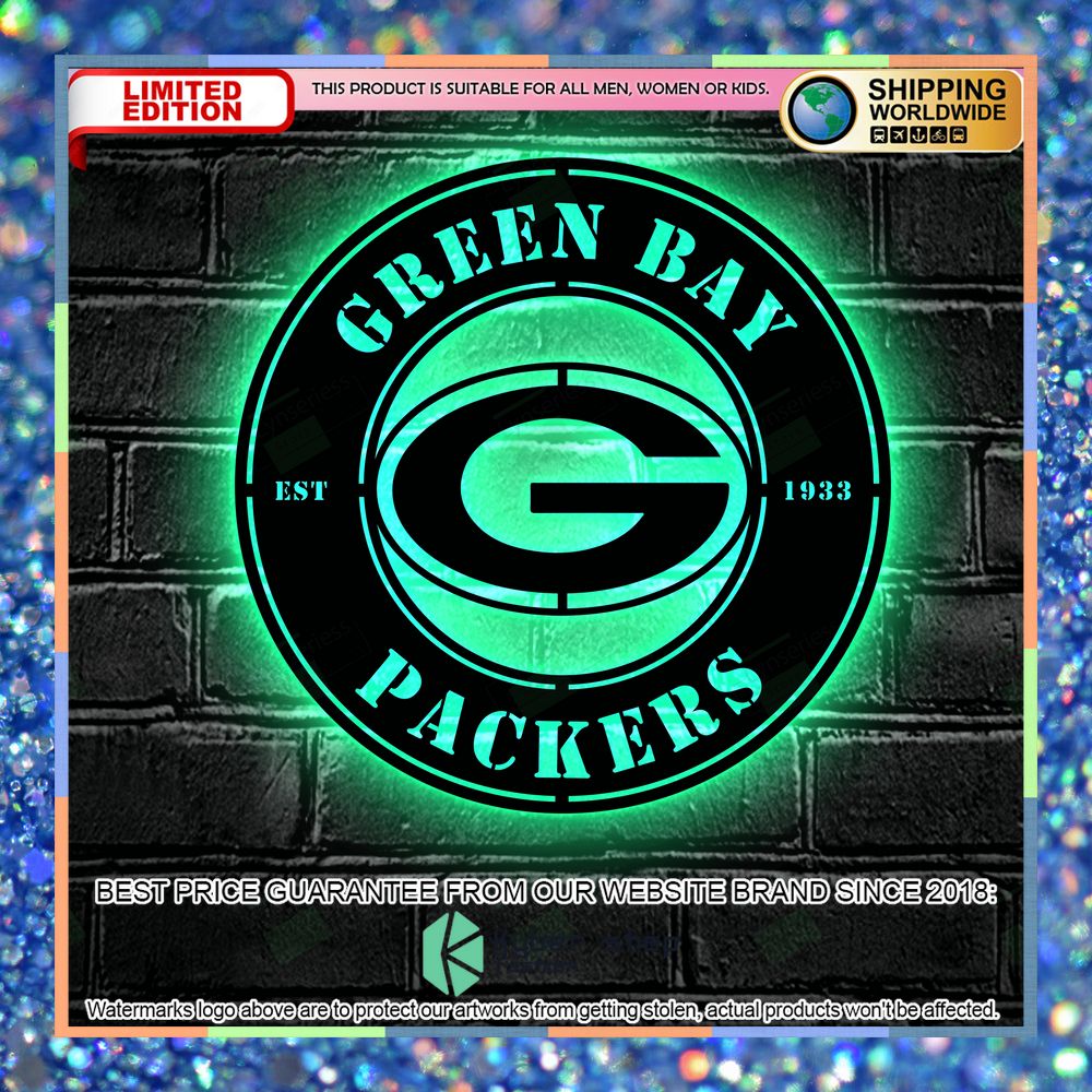Green Bay Packers Metal Sign - Led Light Sign 18
