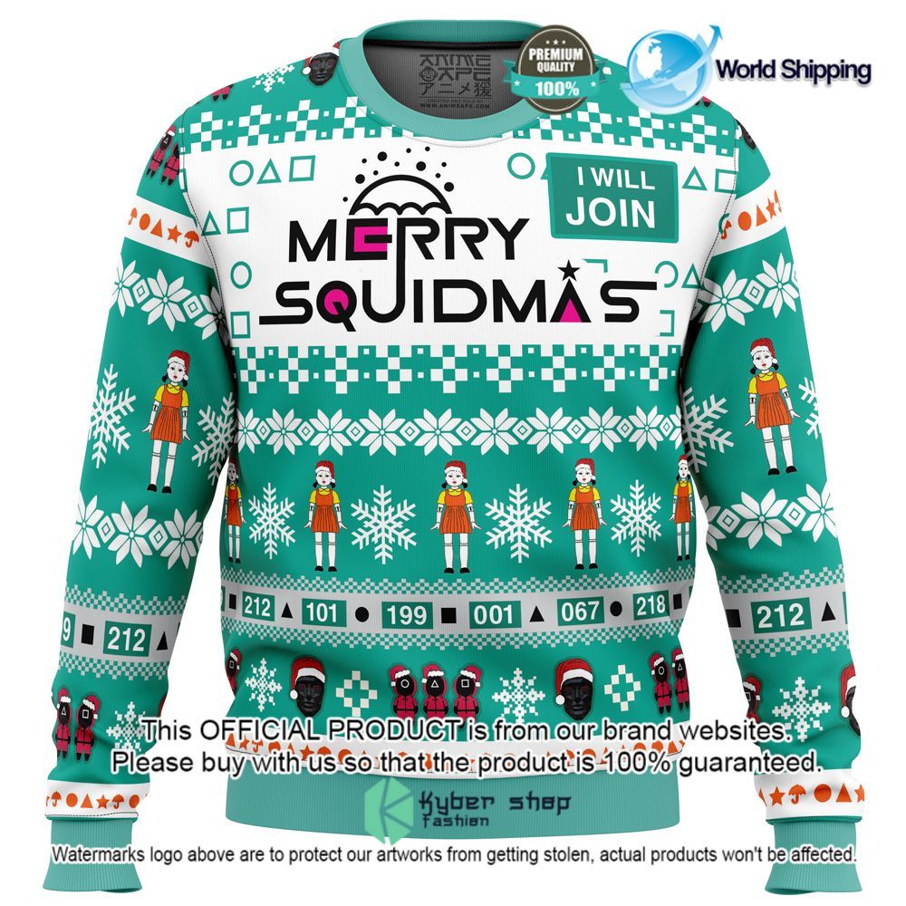 Merry Squidmas Movie Squid Game Christmas Sweater Word1