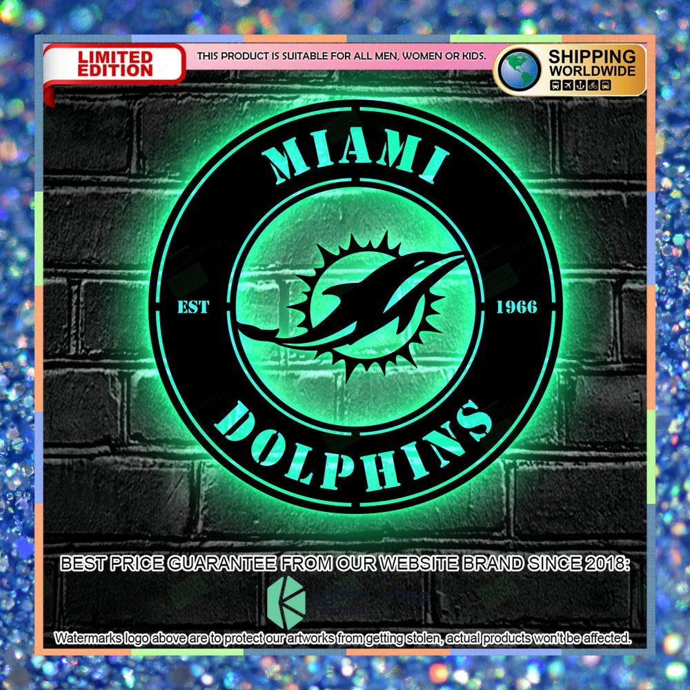 Miami Dolphins Metal Sign - Led Light Sign 2