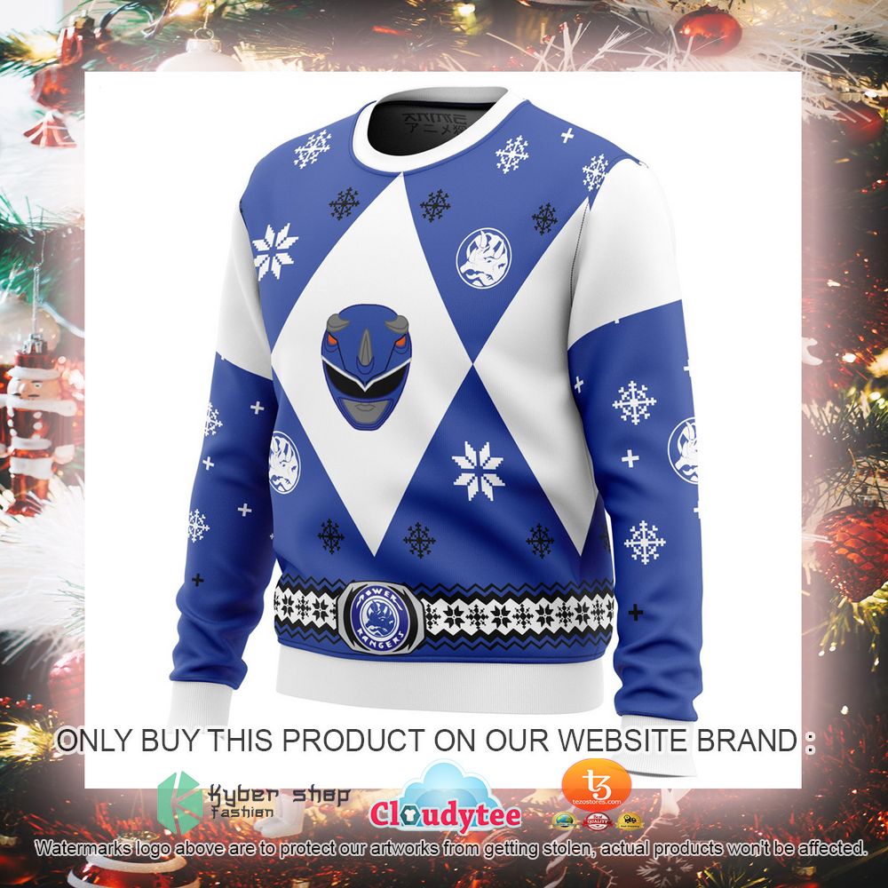 Mighty Morphin Power Rangers Blue Ugly Christmas Sweater 2