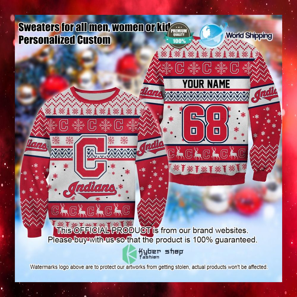 Mlb Cleveland Indians Personalized Christmas Sweater Word1