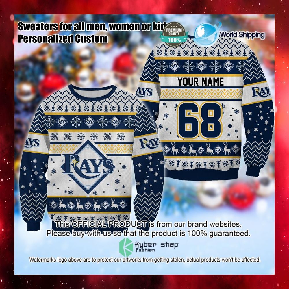 Mlb Tampa Bay Rays Personalized Christmas Sweater Word1