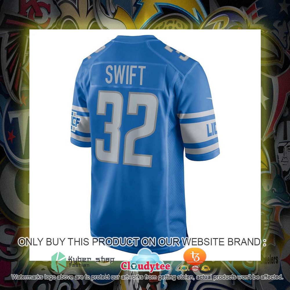 NFL Dandre Swift Detroit Lions Team Blue Football Jersey 12