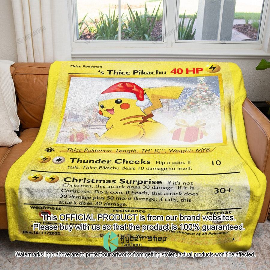 Personalized Name Christmas Thicc Pikachu Blanket 6