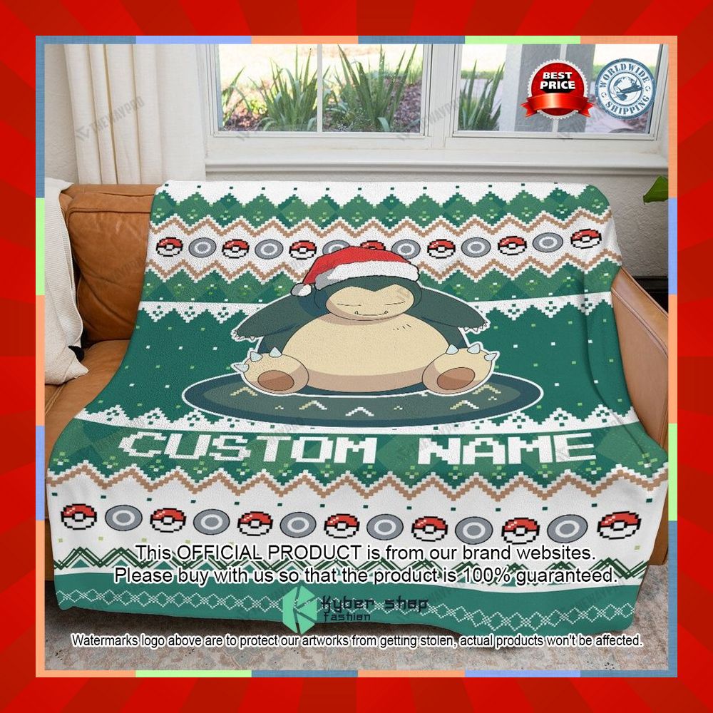 Personalized Name Snorlax Christmas Blanket 3