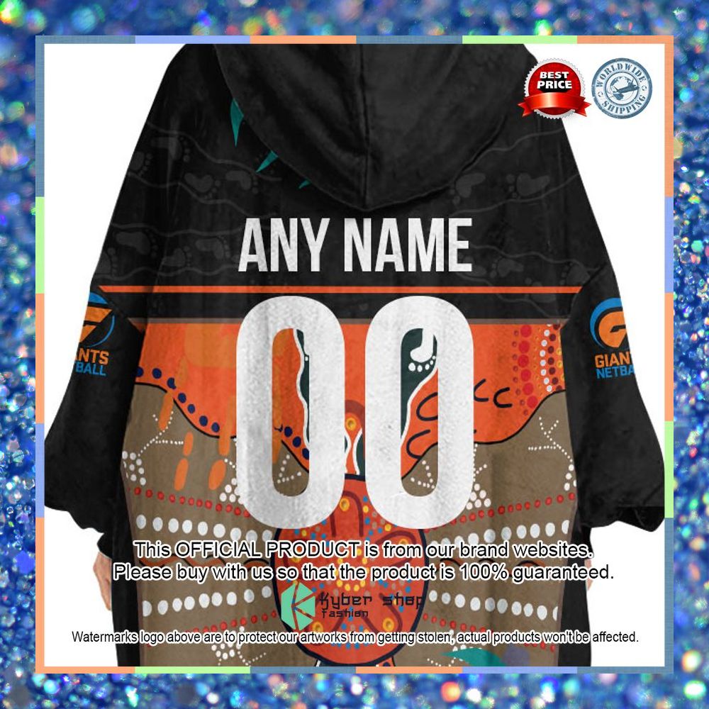 Personalized Netball Giants Indigenous Oodie Blanket Hoodie 8