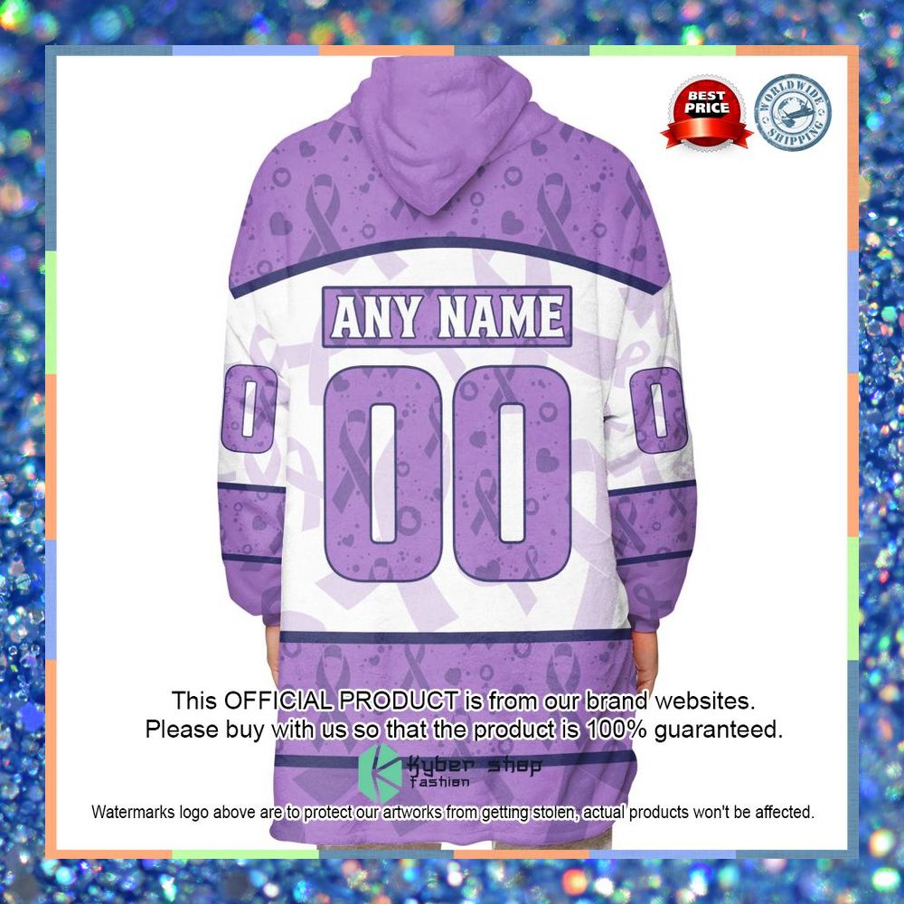 Personalized NHL Anaheim Ducks Special Lavender Fight Cancer Oodie Blanket Hoodie 4