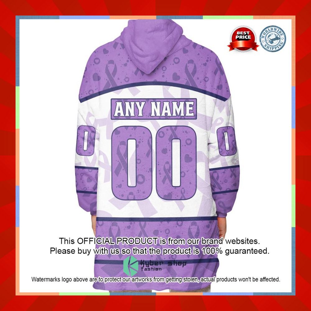 Personalized NHL Anaheim Ducks Special Lavender Fight Cancer Oodie Blanket Hoodie 11