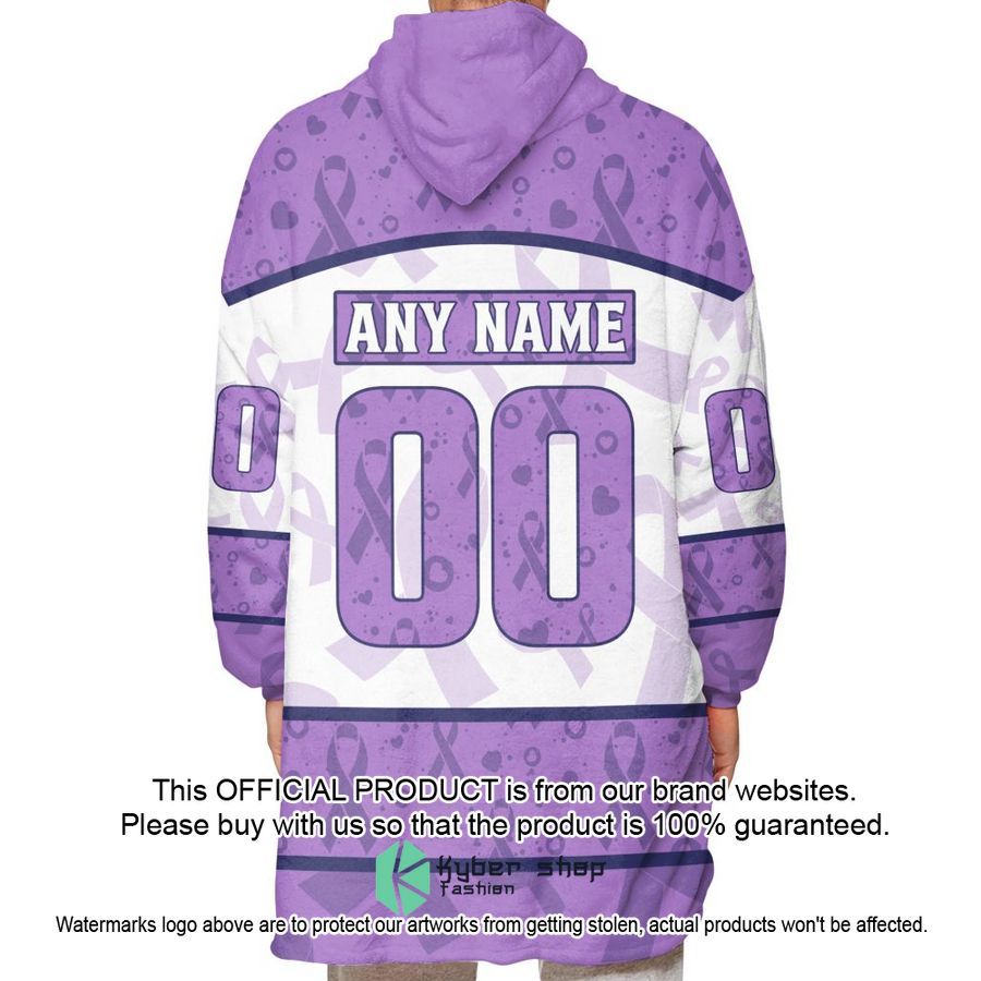 Personalized NHL Anaheim Ducks Special Lavender Fight Cancer Oodie Blanket Hoodie 17