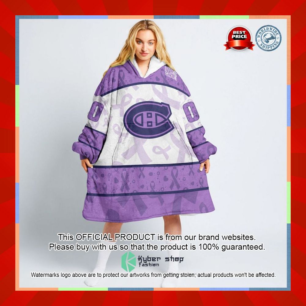 Personalized NHL Montreal Canadiens Special Lavender Fight Cancer Oodie Blanket Hoodie 5
