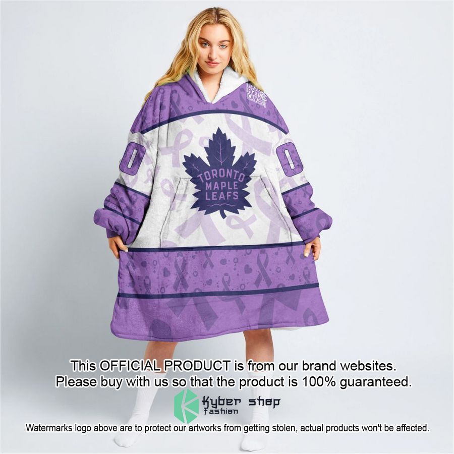 Personalized NHL Toronto Maple Leafs Special Lavender Fight Cancer Oodie Blanket Hoodie 12