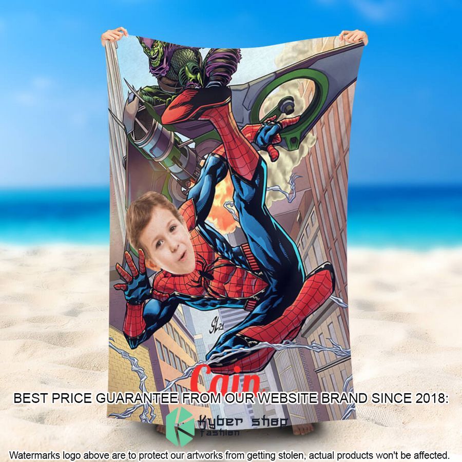 Personalized Photo Spiderman Leap Out Beach Towel 21