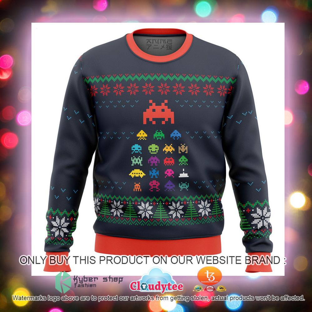 Space Invaders Game Ugly Christmas Sweater 10