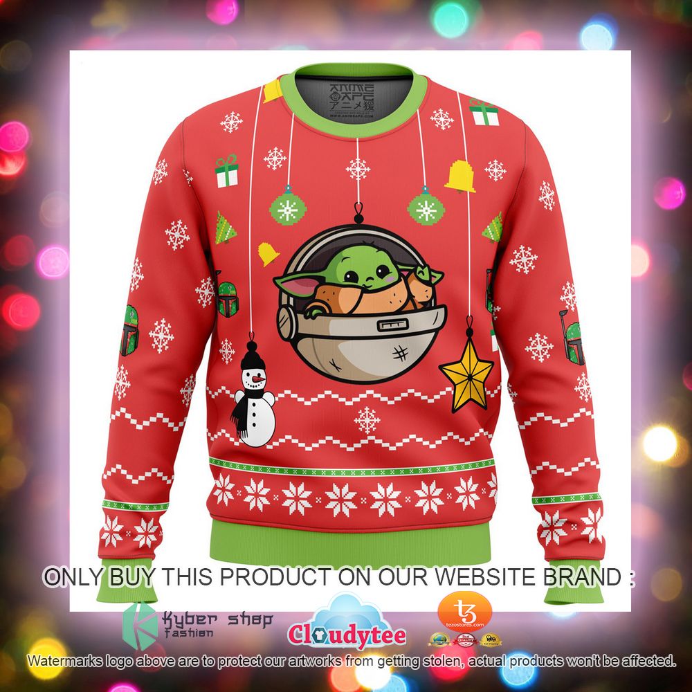 Star Wars Baby Yoda Snowman Ugly Christmas Sweater 1
