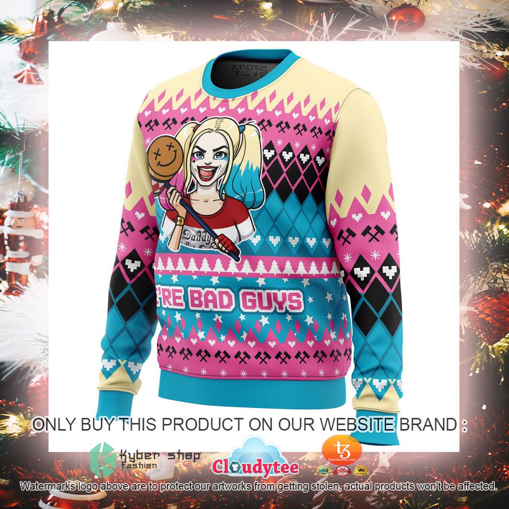 We're Bad Guys Harley Quinn DC Comics Ugly Christmas Sweater 5