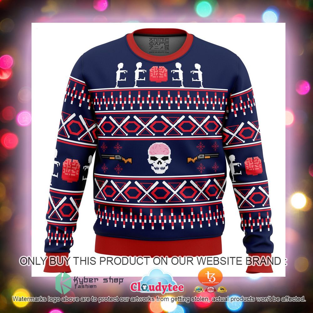 Zombie Skull Pattern Ugly Christmas Sweater 9